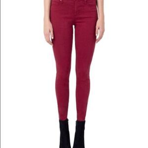 Liverpool Burgundy hugger colored denim skinny stretch comfy jeans biking red 6